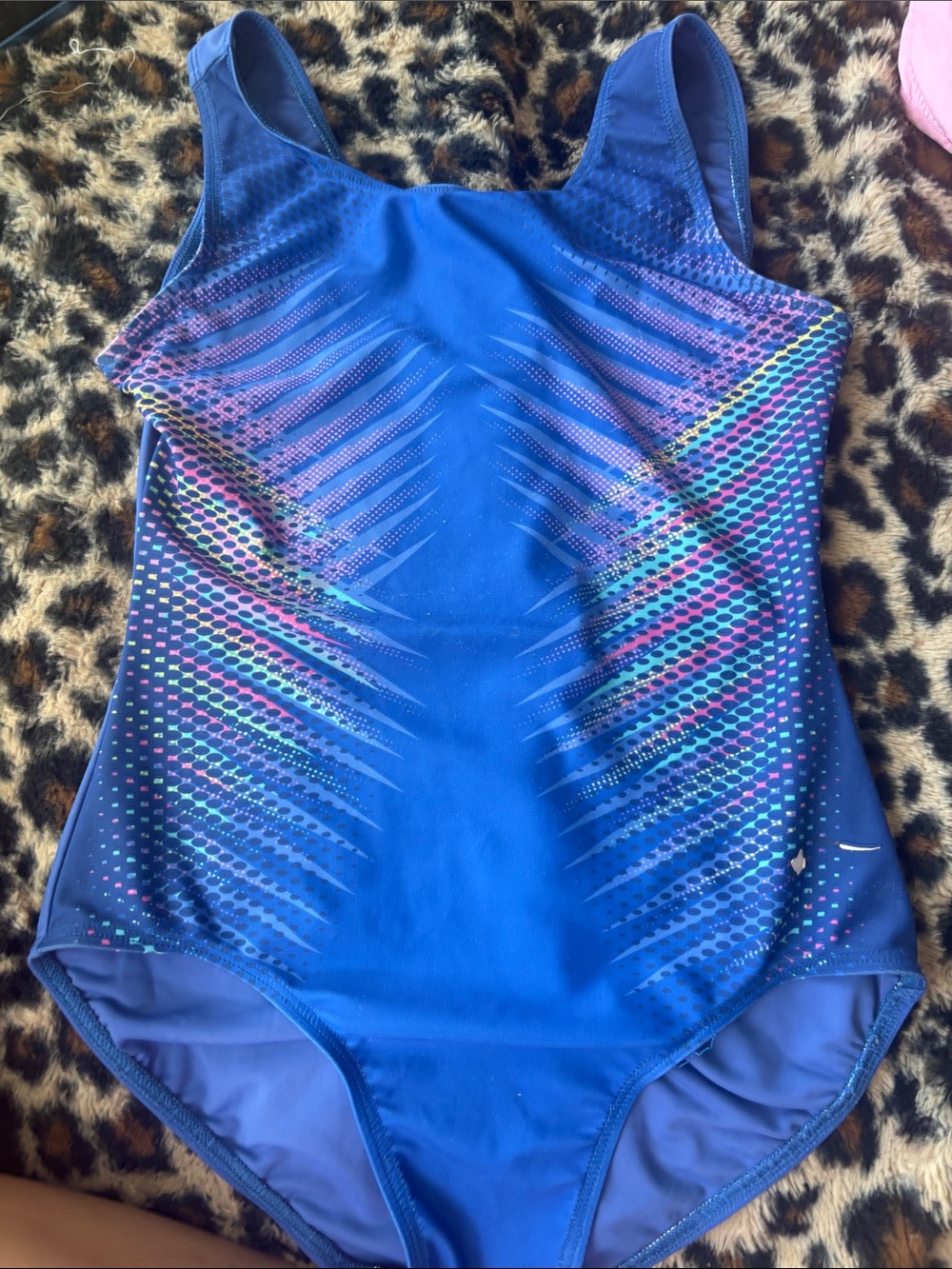 Girls Blue Patterned One-Piece Swimsuit